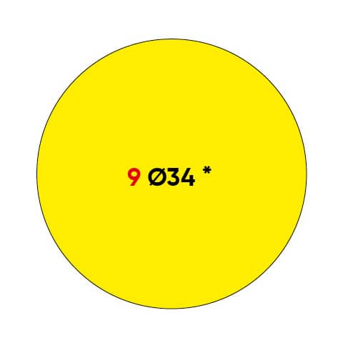 Etichette permanenti Markin Copiatabu Ø 34 mm - giallo - conf. 10 blister da 10 ff - X11009GI
